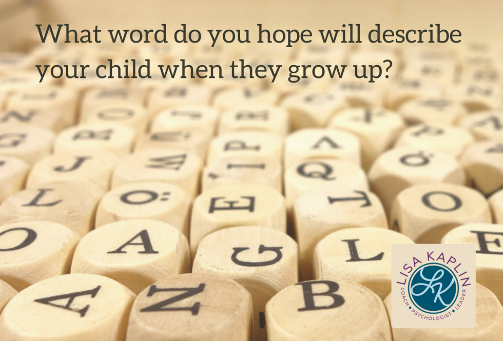 random scrabble tiles accompanied by the text What word do you hope will describe your child when they grow up?